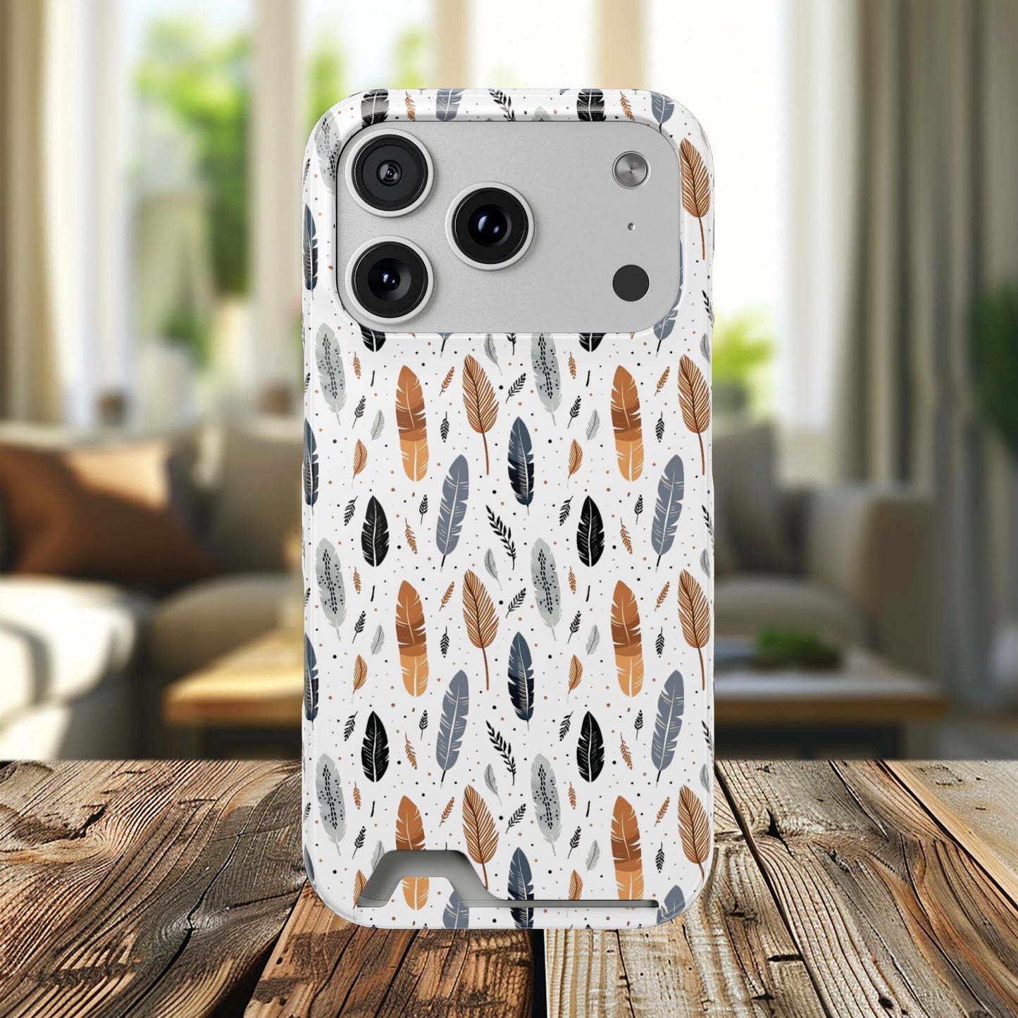 Whispering Feathers iPhone and Samsung Case With Card Holder