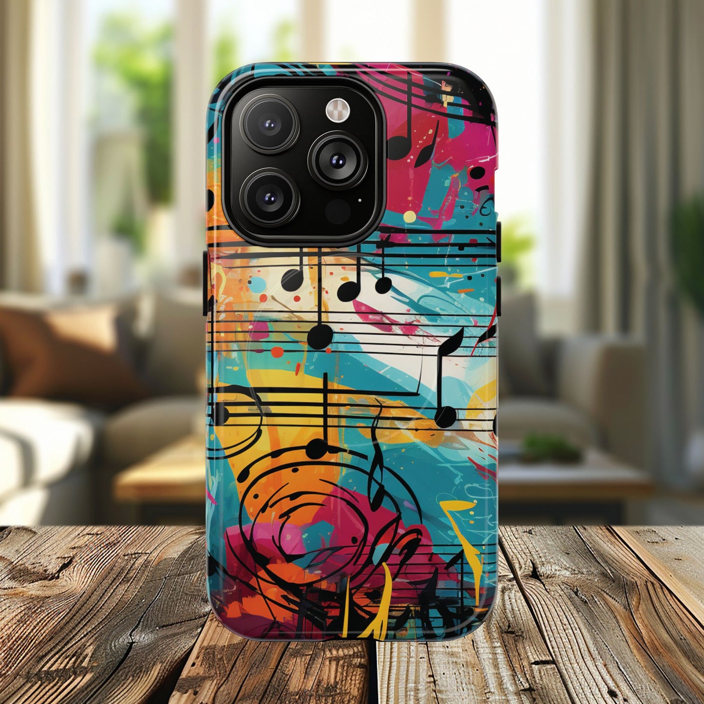 Vibrant Music Note Phone Case, Tough Magnetic Case, Music Lover Gift, Colorful Phone Accessory, Customizable Phone Cover, Unique Gift Idea