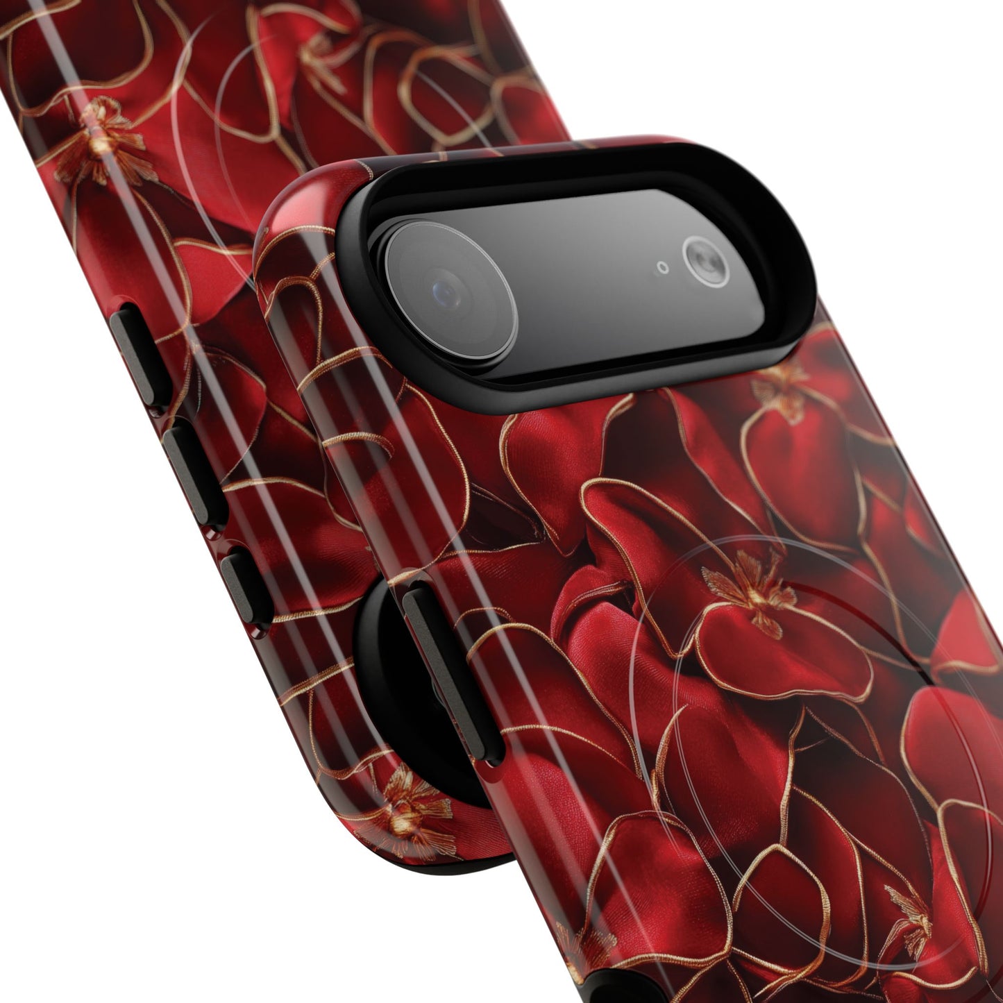 Crimson Bloom Tough iPhone Magnetic Case, Protective iPhone Case, Stylish iPhone Cover, Gift for Her, Mother's and Birthday Gifts, Unique Floral Accessories