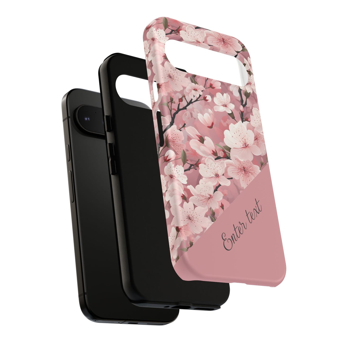 Personalized Cherry Blossom Tough Phone Case — Pink Floral Protective Case for Samsung & Google
