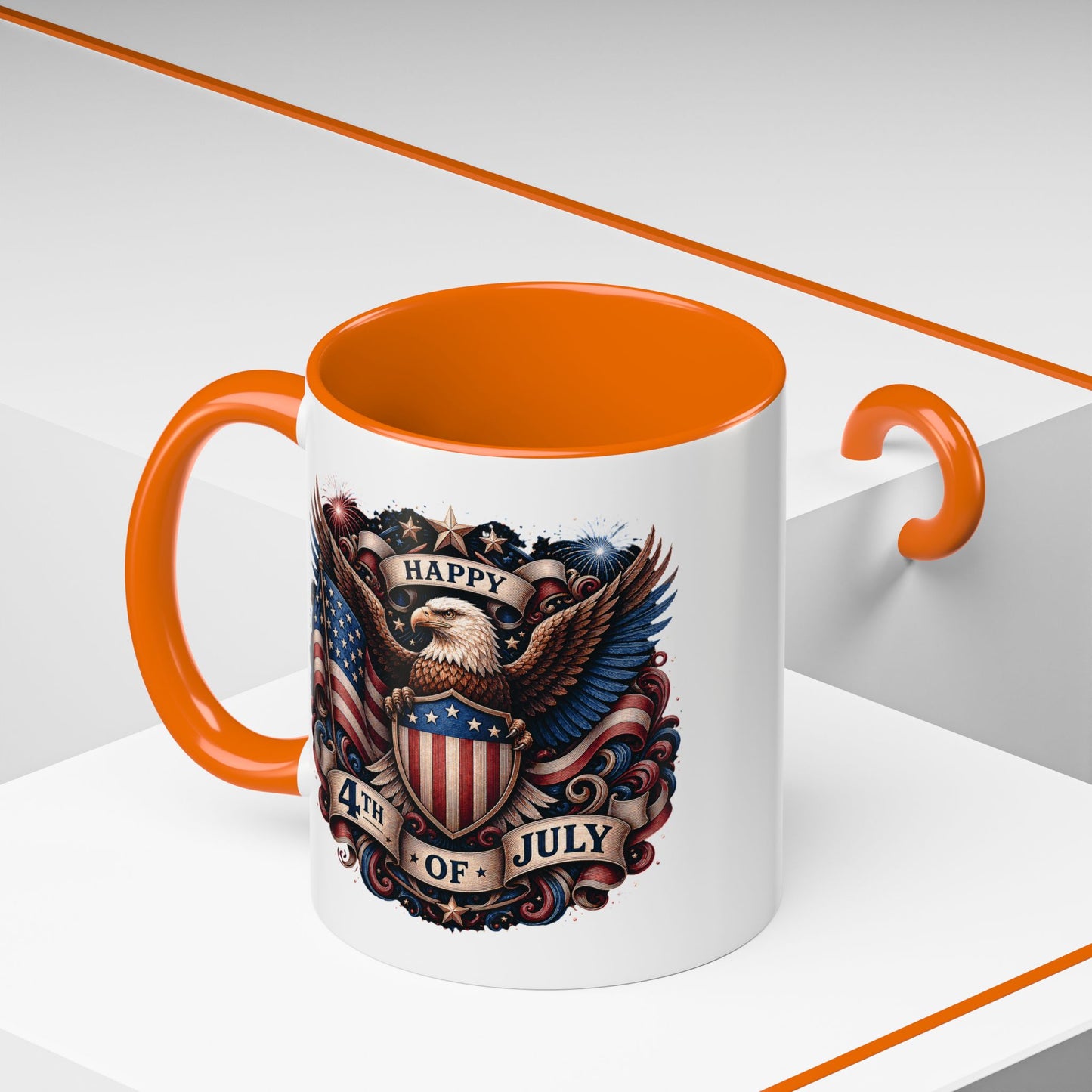 4th of July Eagle Coffee Mug — Patriotic American Flag Accent Mug (11/15oz)