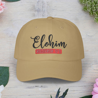 Classic Embroidery Dad Cap with 'ELOHIM, GENESIS 1:1' - Faith-Based Hat, Casual Wear, Gift for Dad, Christian Accessory, Summer Fashion