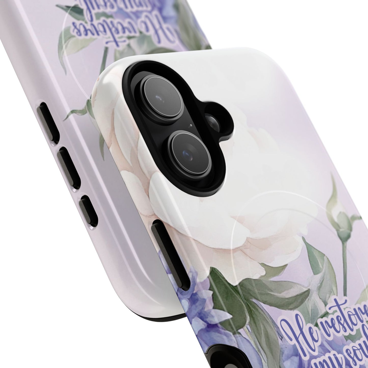 He Restores My Soul Tough iPhone Magnetic Cases, Christian Gift, MagSafe® iPhone® Tough Case, iPhone 13, 14, iPhone 15, iPhone 16, 17, Pro, Pro Max, Plus