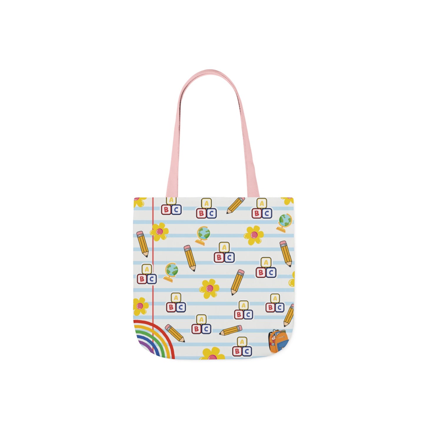 Personalized White Schoolyard Chic Composition Book Inspired Canvas Tote Bag with Colorful Straps, Cute School Bag, Eco-Friendly Tote, Back to School Shopping Bag, Teacher Gift Idea