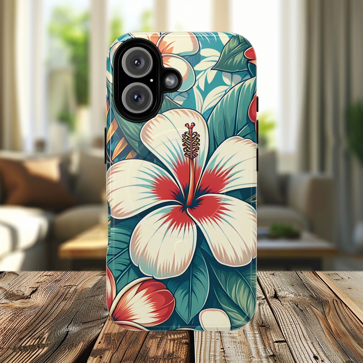 Tropical Hibiscus MagSafe® iPhone® Tough Case - Stylish Phone Protection Gift for Nature Lovers, Vibrant, Summer Vibes.