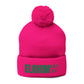 Pom-Pom Knit Cap with 'ELOHIM, GENESIS 1:1'  Embroidery Beanie - Stylish Winter Accessory for All Ages, Perfect Gift for Birthdays, Holidays, and Outdoor Activities