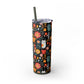 Whimsical Feline Garden Skinny Tumbler with Straw, 20oz