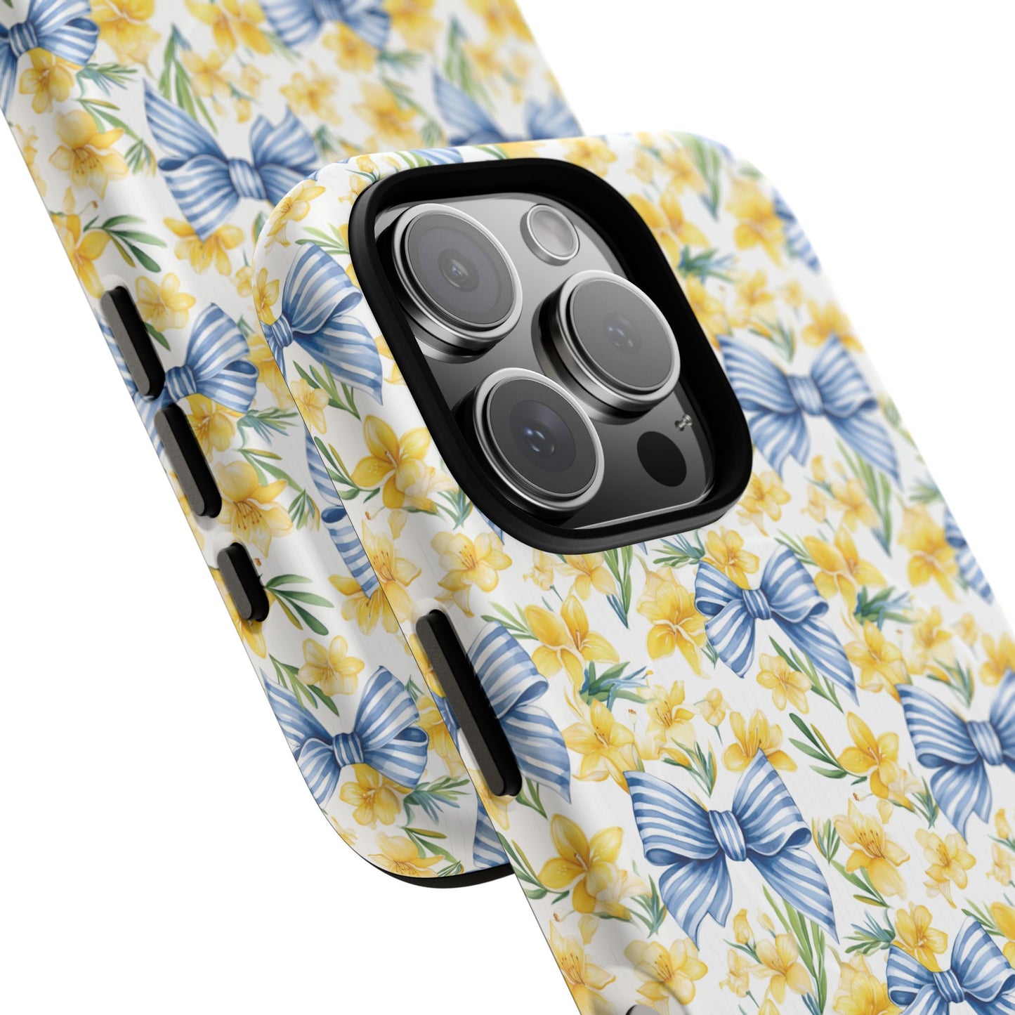 Sunshine Blue Coquette Bows Tough iPhone Magnetic Case for iPhones, Cute iPhone Cover, Spring Gift, Durable Case, Custom iPhone Protection