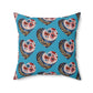 Turquoise Floral Heart Spun Polyester Square Pillow