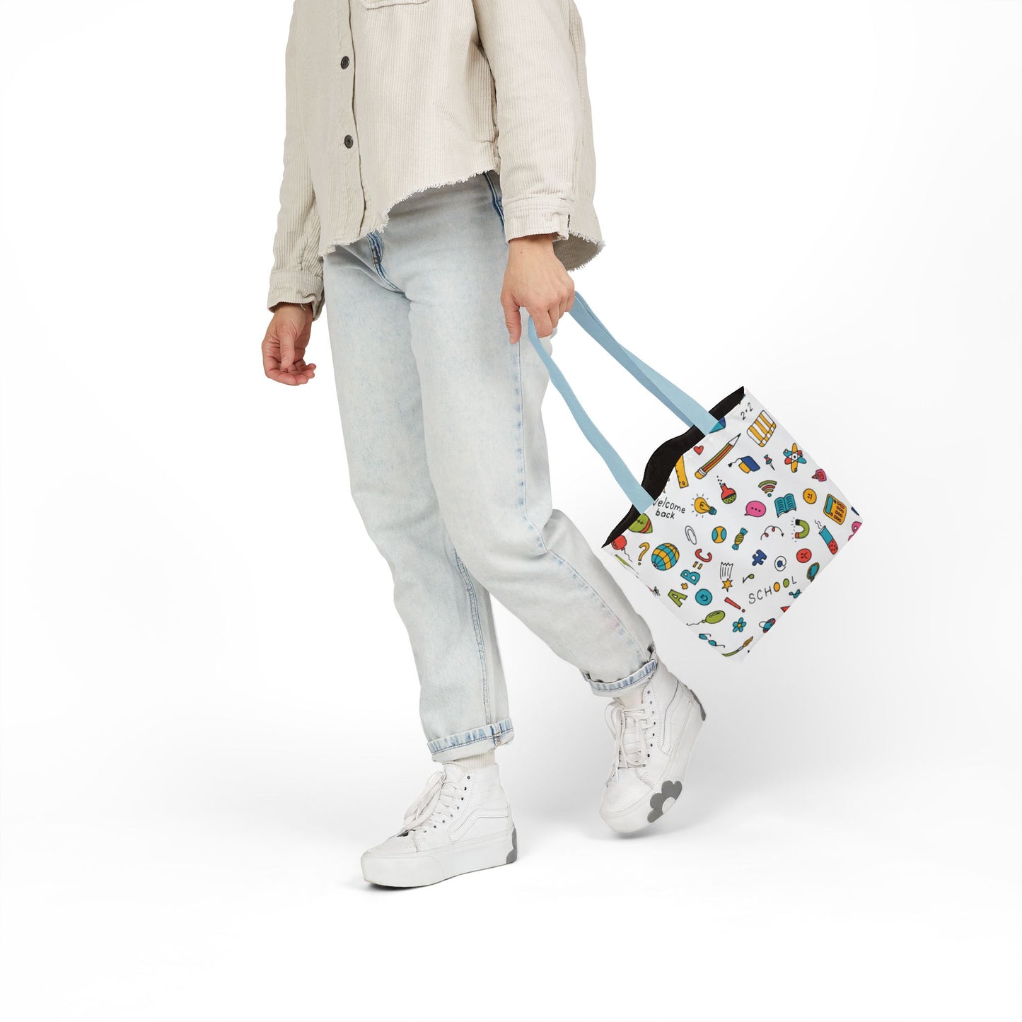 Personalized Classroom Couture Composition Book Inspired Canvas Tote Bag with Colorful Straps, Cute School Bag, Eco-Friendly Tote, Back to School Shopping Bag, Teacher Gift Idea