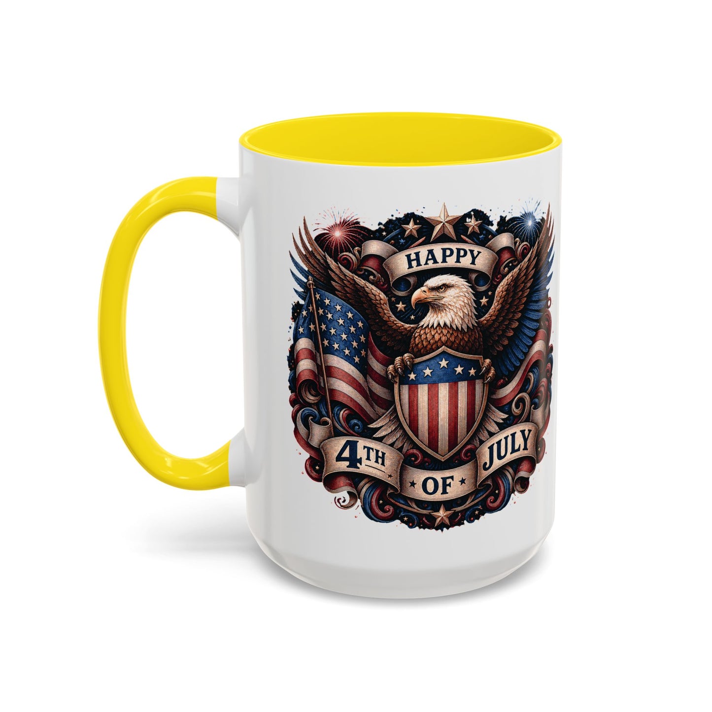 4th of July Eagle Coffee Mug — Patriotic American Flag Accent Mug (11/15oz)