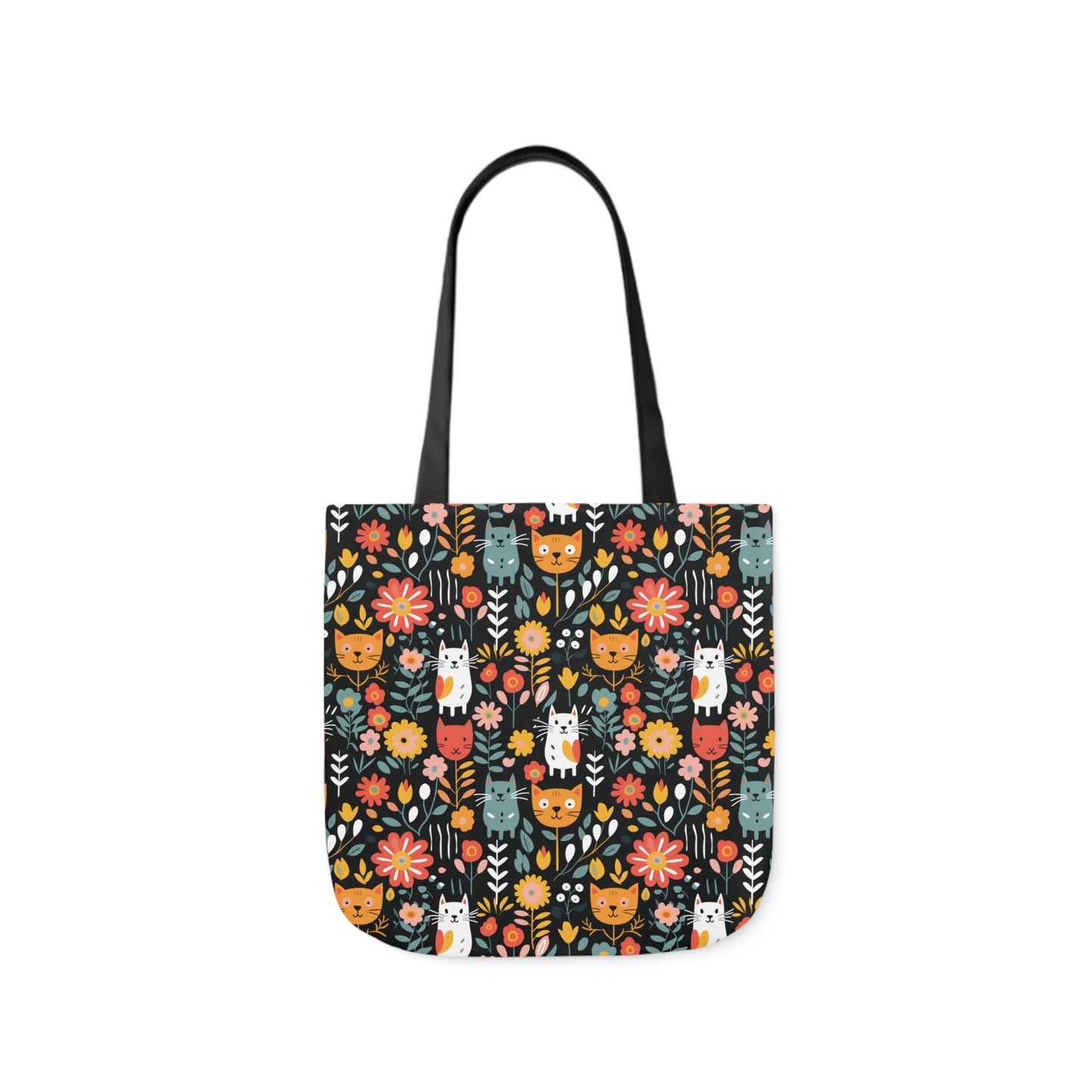 Whimsical Feline Garden Canvas Tote Bag