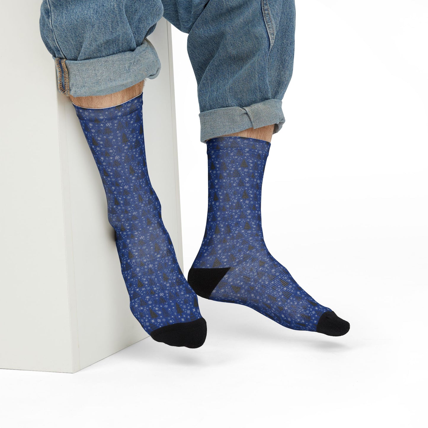 Winter Wonderland Navy Sublimation Crew Socks