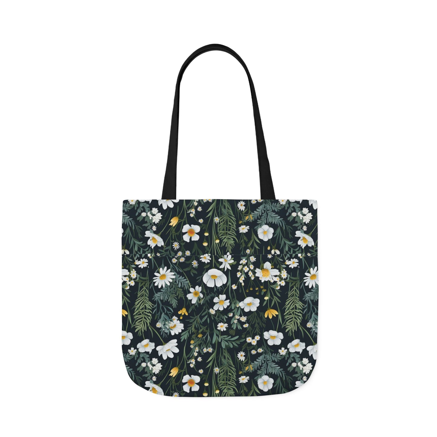 Daisy Delight Floral Canvas Tote Bag with 5-Color Straps | Eco-Friendly Shopping Bag