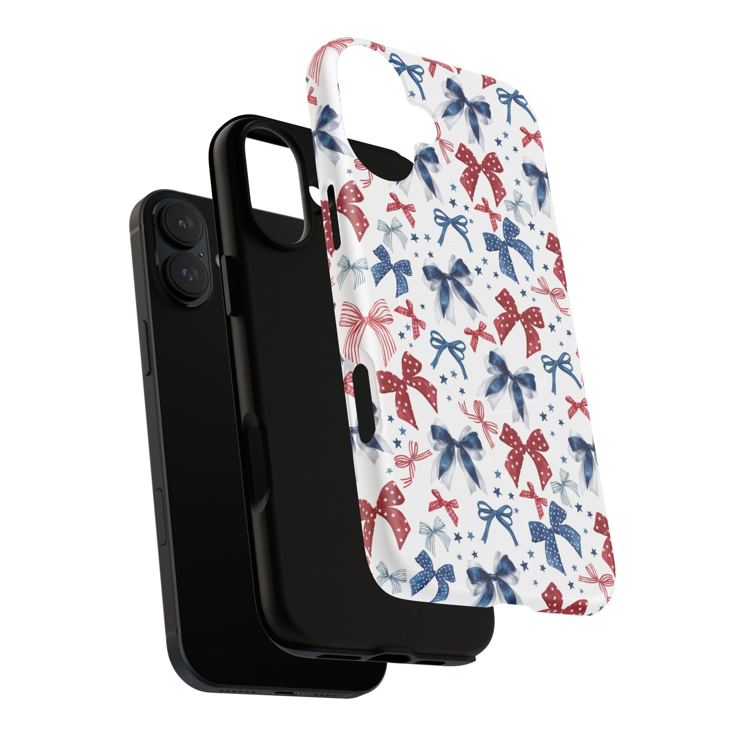 Patriotic Coquette Tough iPhone Magnetic Case, Stylish Gift for Her, Summer Celebrations, Cute Bow Design