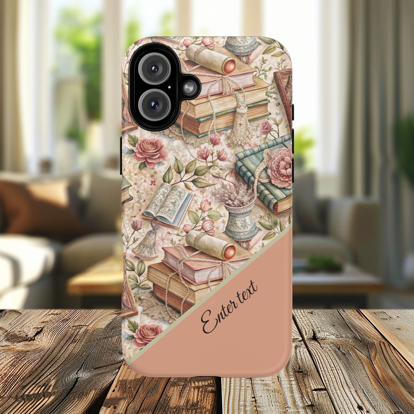Persoonalized Vintage Book Lover's Tough Magnetic iPhone Case, Literary Gifts, Floral Design, Bookish Aesthetic, Unique Gift for Readers, Protective Case