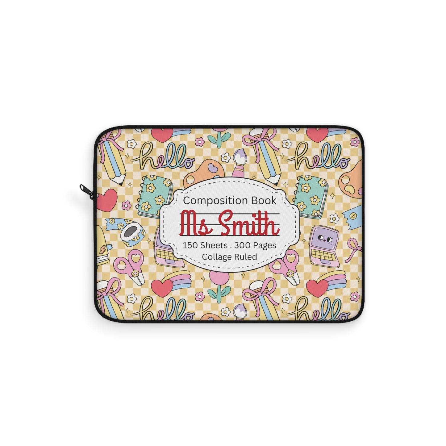 Personalized Doodle Daydream Composition Book Inspired Laptop Sleeve, Educational Gift for Teachers, Classroom Organization, Back to School, Unique Teacher Accessory