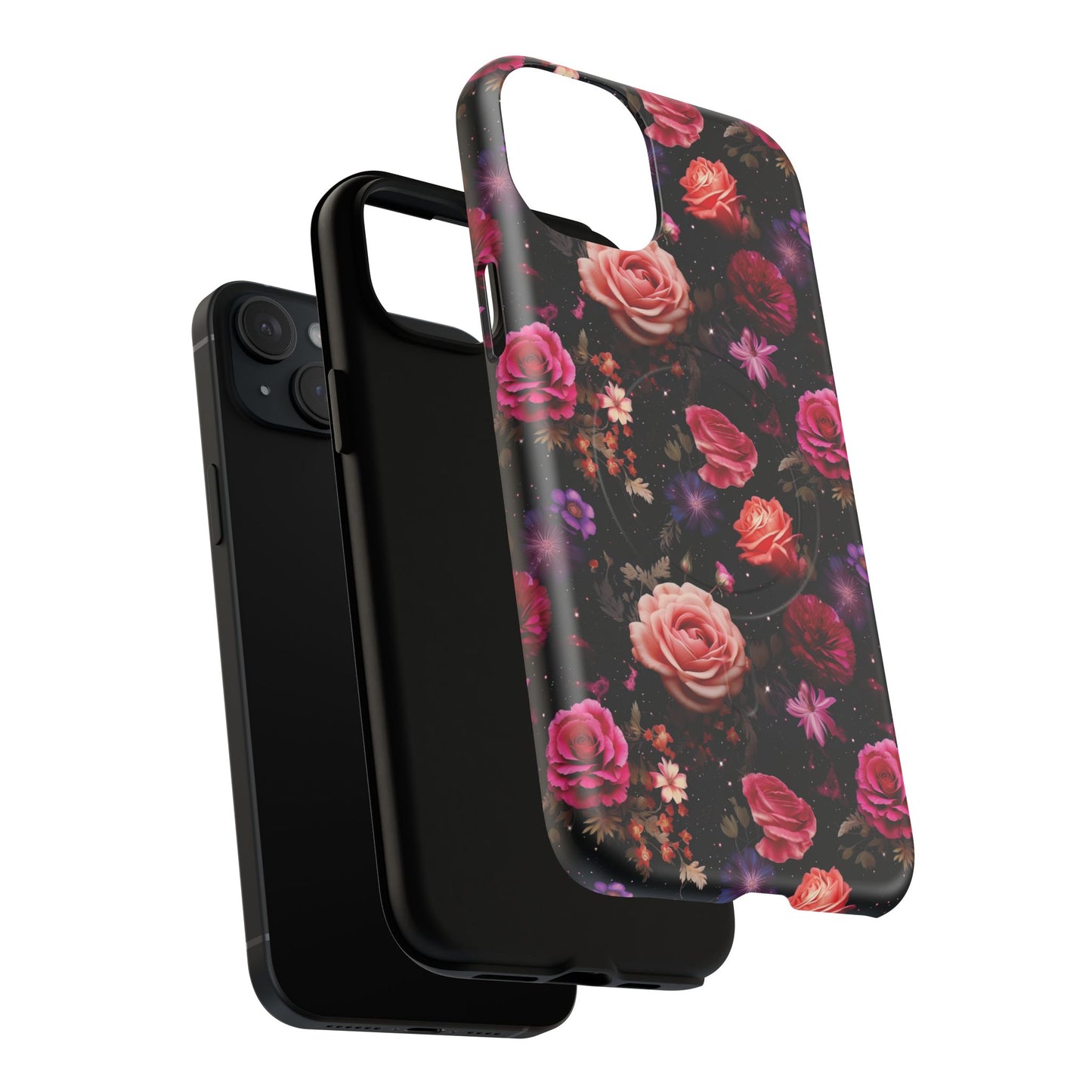 Starry Rose Garden Tough Magnetic Phone Case, Stylish Phone Cover, Gift for Her, Elegant Floral Design, Durable Phone Accessories