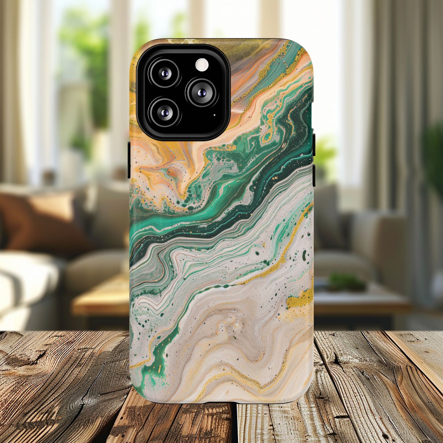 Magnetic iPhone Cases with Green Marble Design, Tough Magnetic Cases, iPhone Accessories, Gift for Her, Trendy iPhone Cover