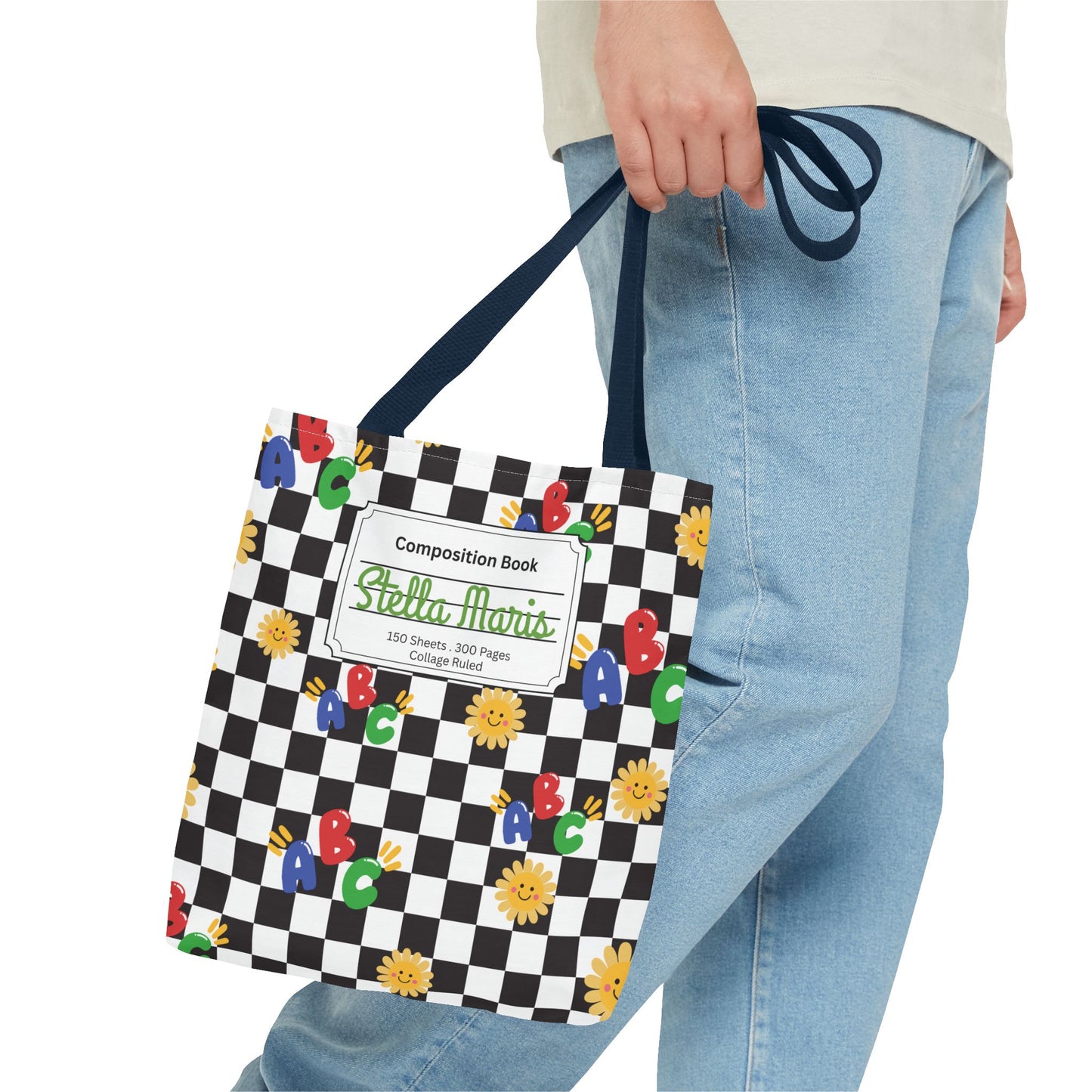 Personalized Schoolyard Chic Composition Book Inspired Tote Bag, Back to School Tote, Teacher Gift, Kids Bag, Custom Name Bag, Educational Accessories, Back to School Tote Bag.