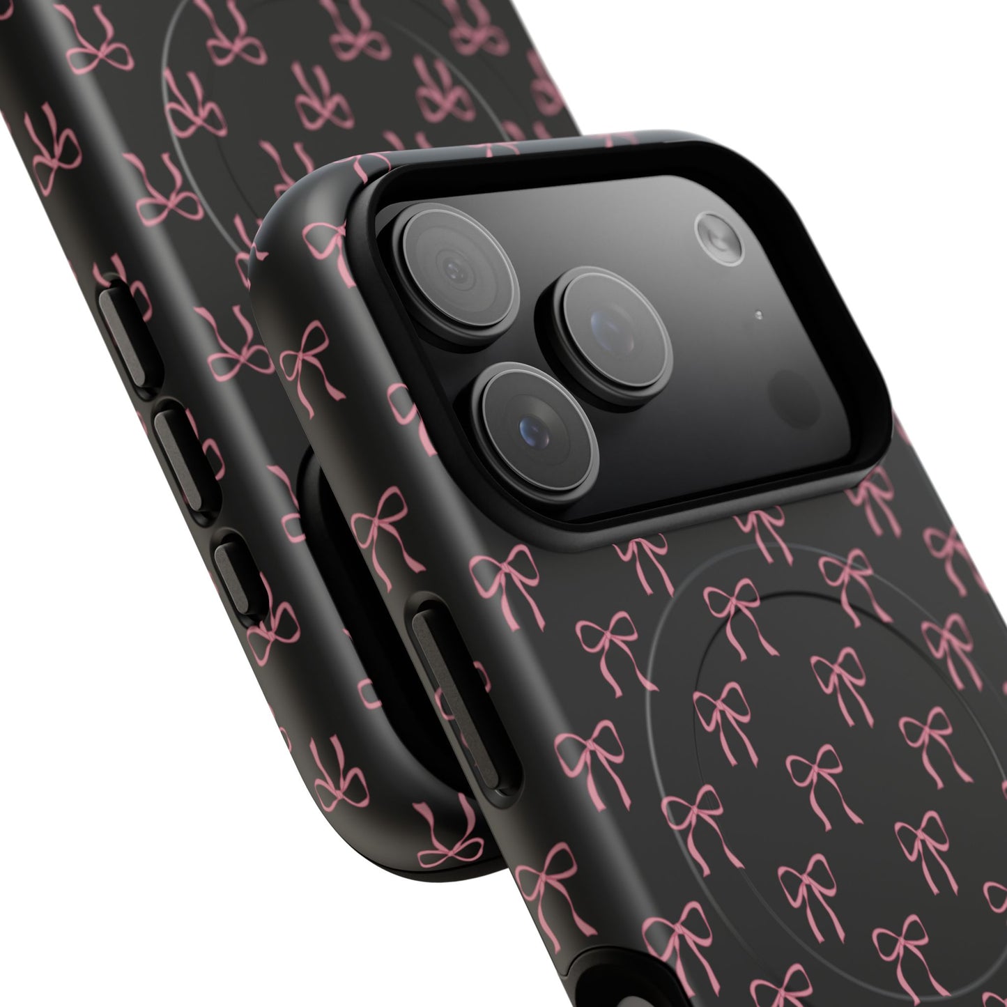 Coquette Chic Bow-Patterned Tough Magnetic iPhone Case, Stylish Gift for Her, Protective iPhone Cover, Trendy Accessory, iPhone Birthday Gift, Fashionable Tech