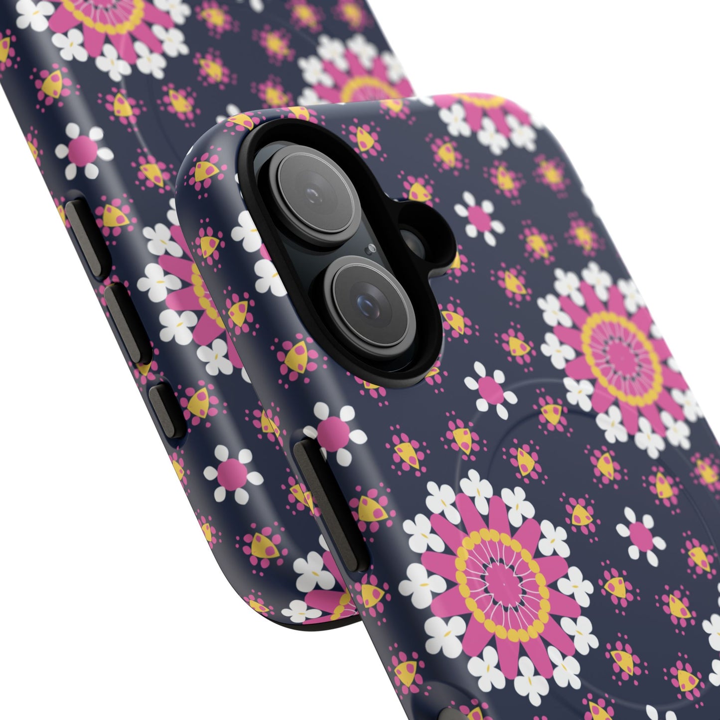 Midnight Mandala Bloom Tough iPhone Magnetic Case, Vibrant Design for Protection, Gift for Her, Trendy Accessory, Floral MagSafe iPhone Cover, Birthday, & Everyday Use