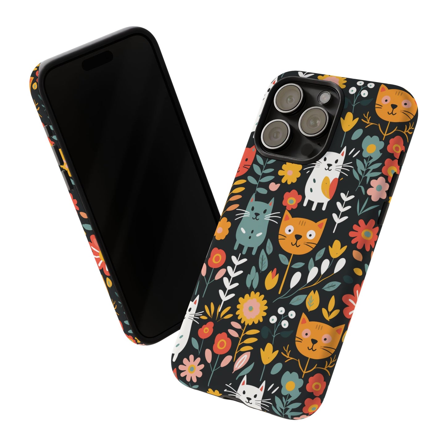 Whimsical Feline Garden iPhone, Samsung or Google Pixel Tough Cases