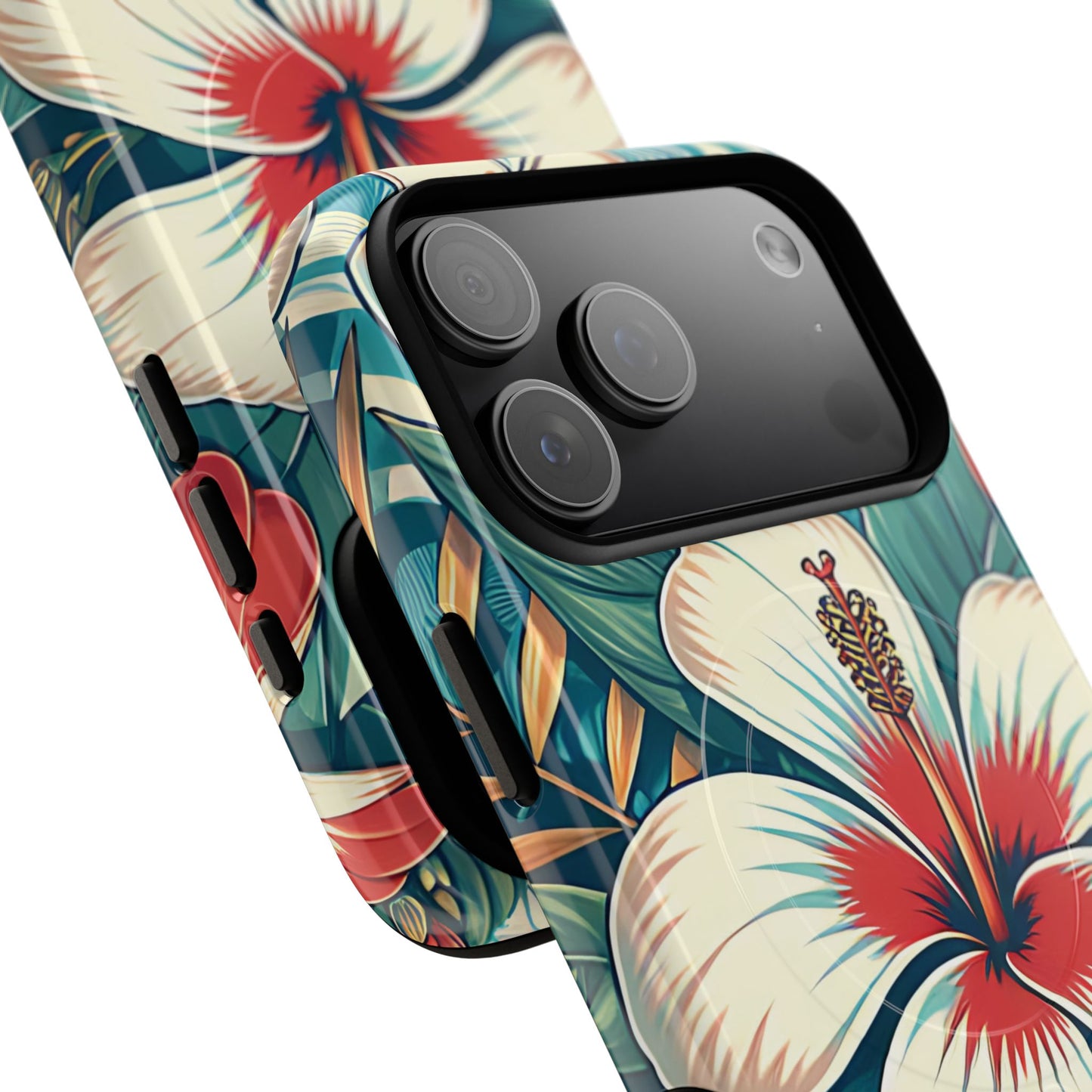 Tropical Hibiscus MagSafe® iPhone® Tough Case - Stylish Phone Protection Gift for Nature Lovers, Vibrant, Summer Vibes.