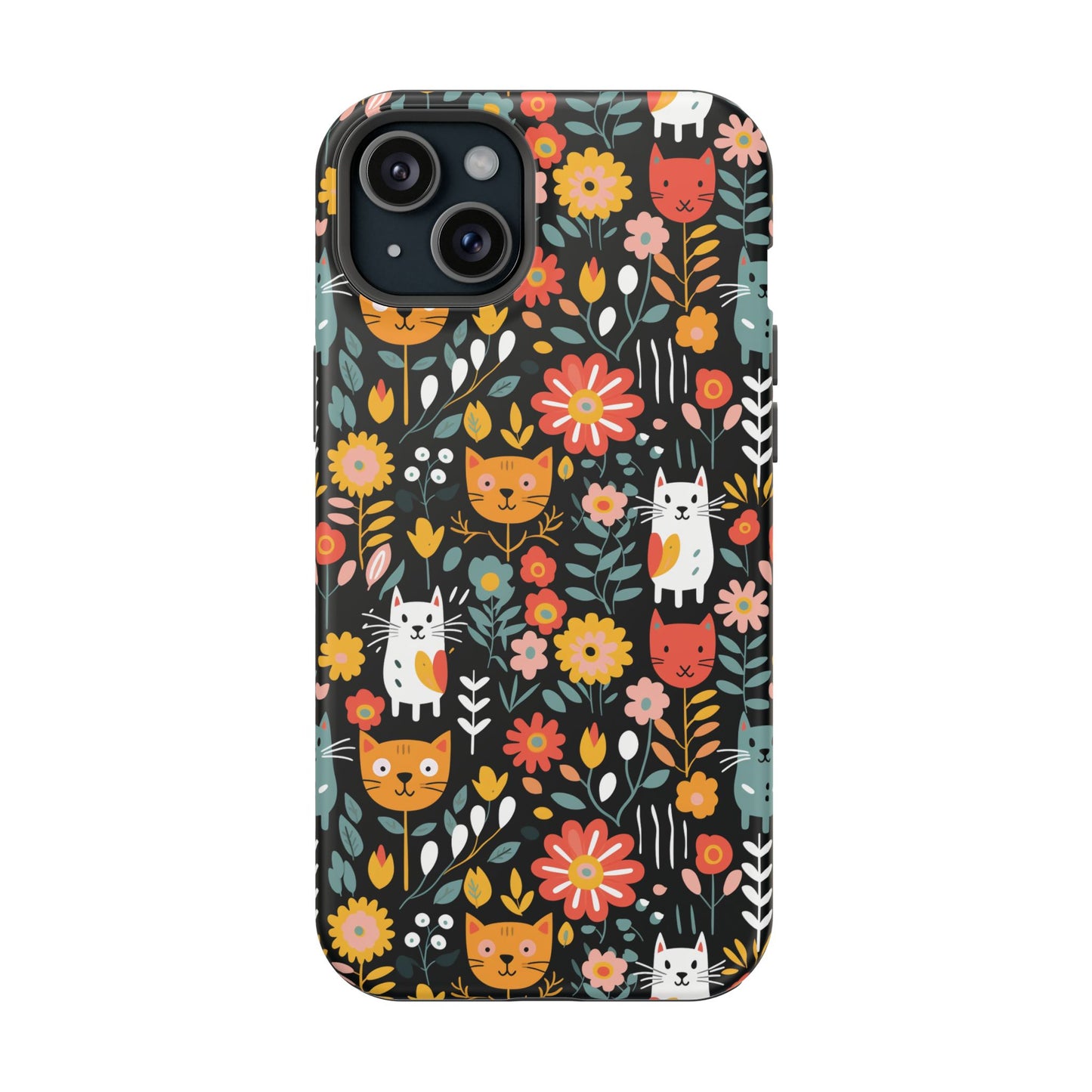 Whimsical Feline Garden Magnetic Tough iPhone Cases