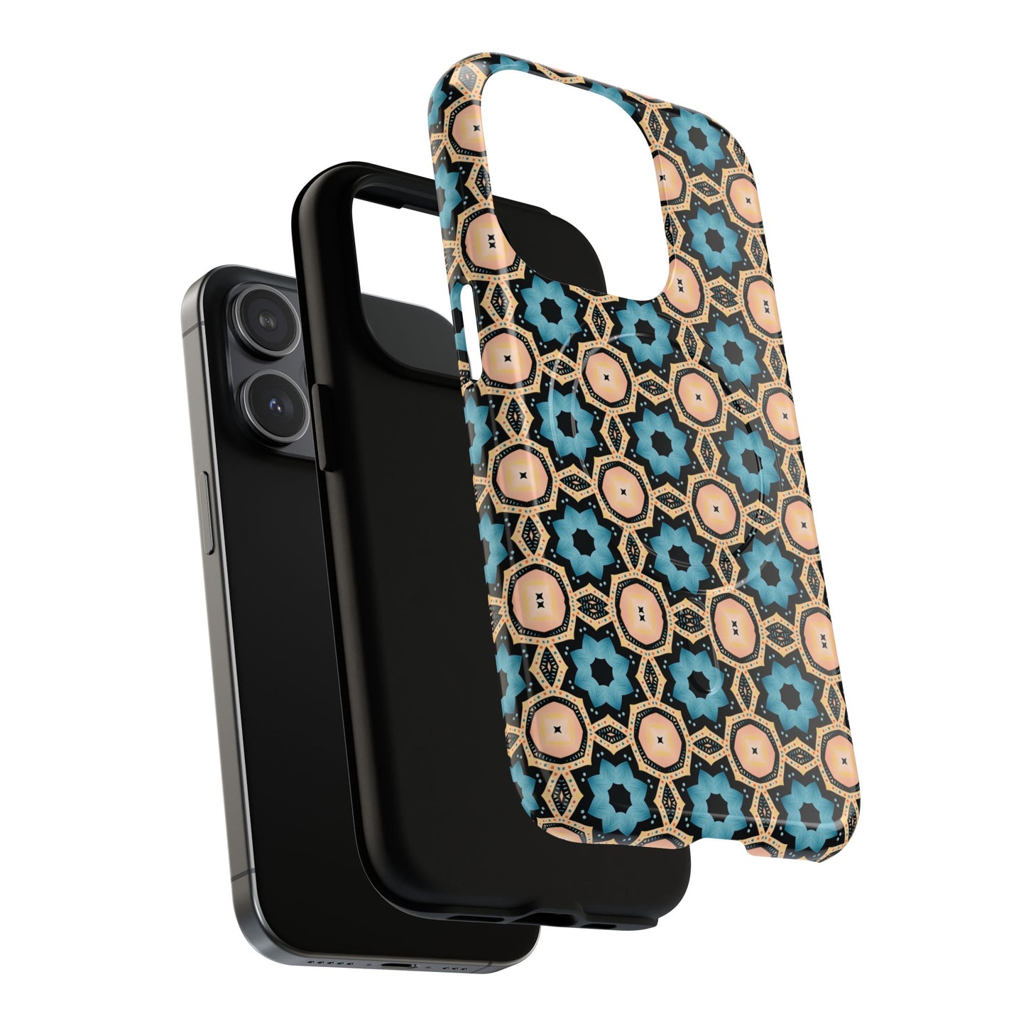 Sahara Star Mosaic Colorful Geometric iPhone Cases, Tough Magnetic iPhone Cases, Vibrant Design iPhone Cover, Durable iPhone Protection, Stylish Tech Accessories.