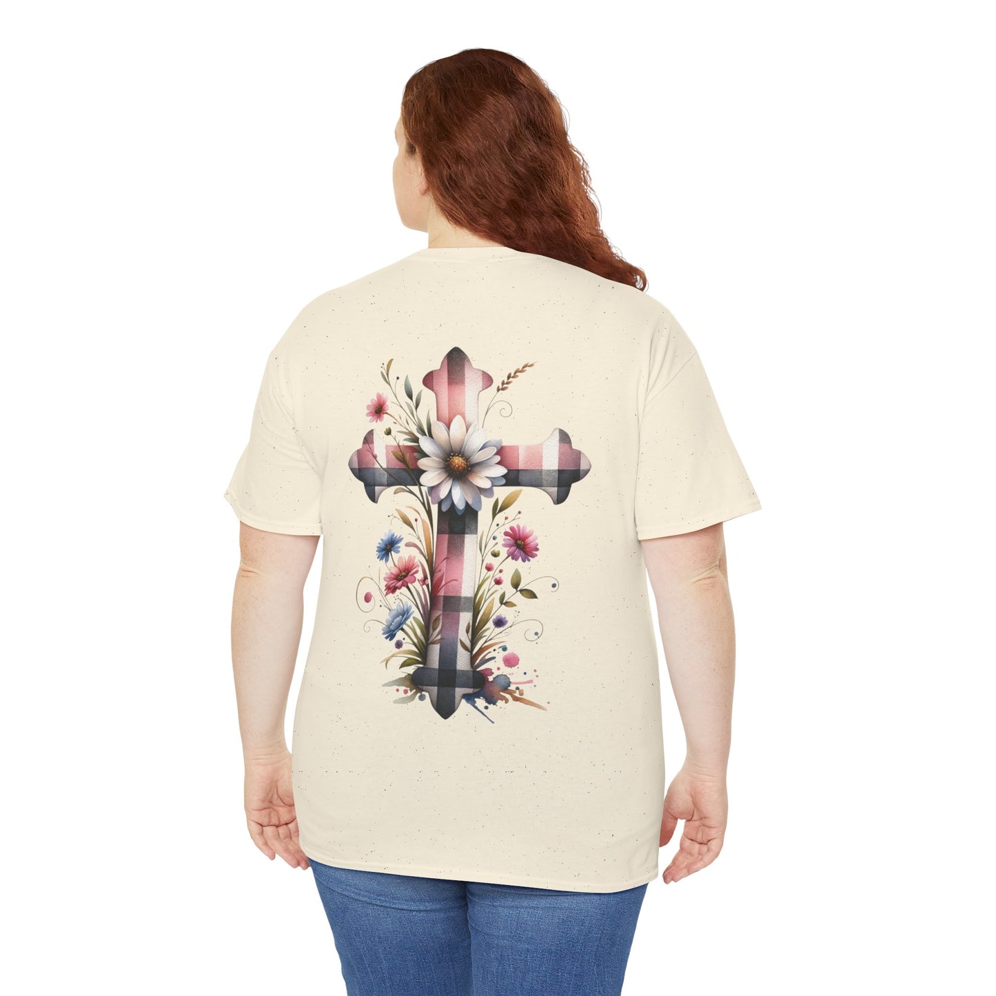 Faith and Floral Cross Unisex Heavy Cotton Tee