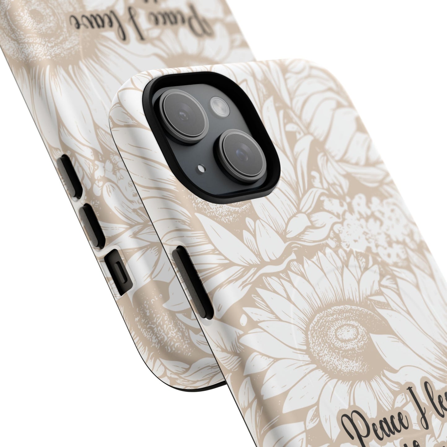 Peace I Leave with You John 14:27,Tough iPhone Magnetic MagSafe® Case Scripture, Sunflower Bible Verse,  iPhone® 13,  14, iPhone 15, iPhone 16, 17, Pro, Pro Max, Plus Cases.