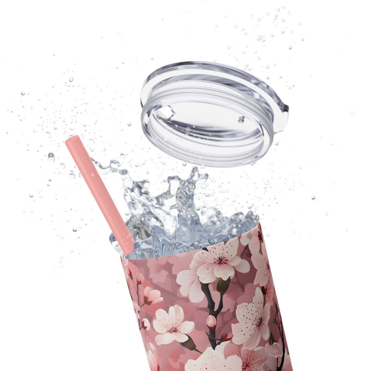 Cherry Blossom Skinny Tumbler with Straw - 20oz Floral Drinkware