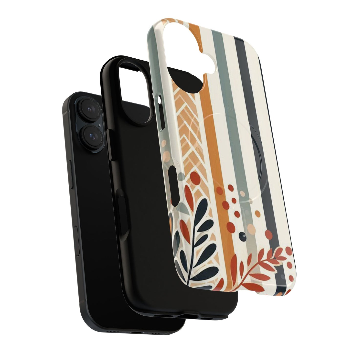 Terracotta Trails Tough Magnetic iPhone Cases for Everyday Use, Floral Patterned Stability Case, Gift for Her, Durable iPhone Accessory.