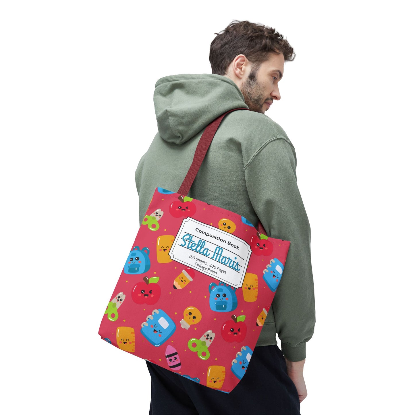 Personalized Kawaii Composition Book Inspired Tote Bag, Back to School Tote, Teacher Gift, Kids Bag, Custom Name Bag, Educational Accessories, Back to School Tote Bag.