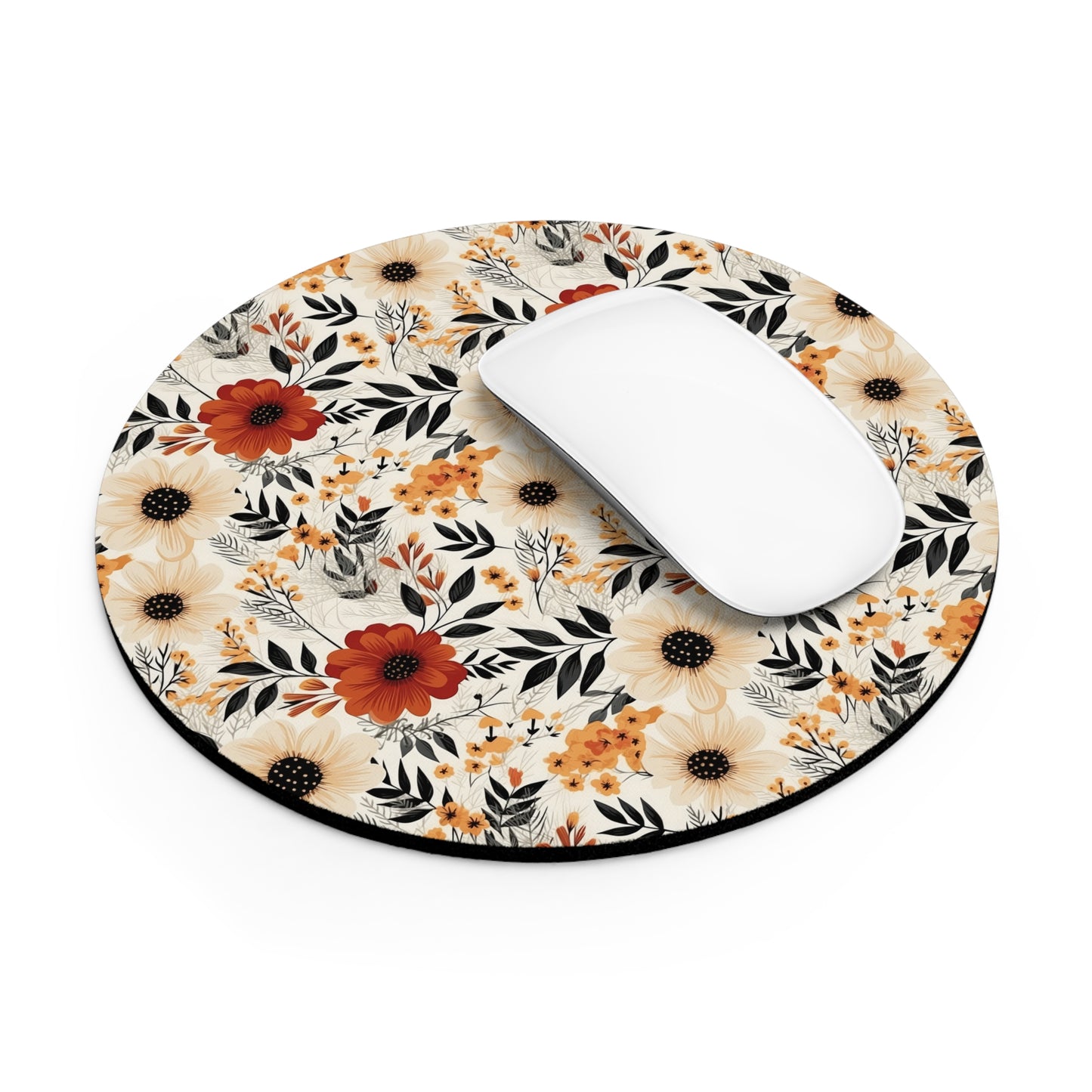 Boho Chic Floral Mouse Pad, Home Office Decor, Gift for Her, Blooming Design, Computer Accessories, Desk Accessories, Office Gift
