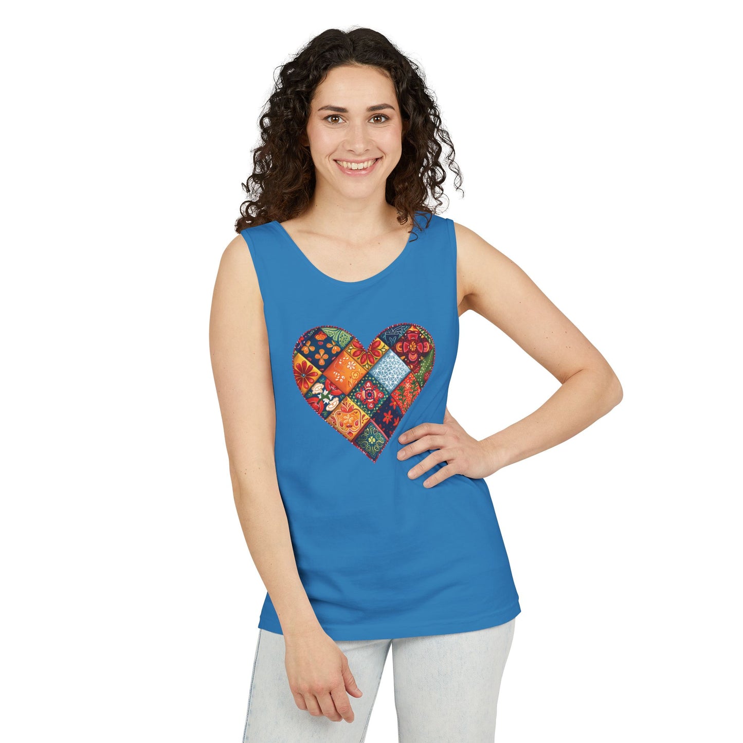 Patched Hearts Unisex Garment-Dyed Tank Top