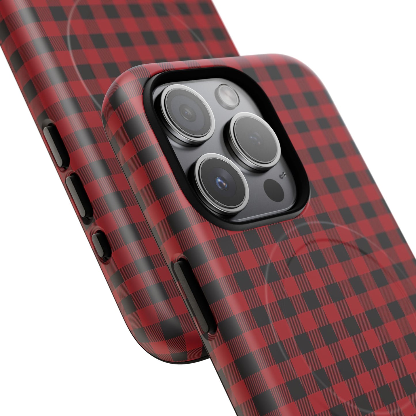 Tough Magnetic Phone Case - Red Plaid, Durable, Stylish Protection for iPhones, Gift for Outdoor Lovers, Unique Phone Cover