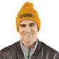 Cozy Pom-Pom Knit Cap with 'ELOHIM, GENESIS 1:1'  Embroidery Beanie - Stylish Winter Accessory for All Ages, Perfect Gift for Birthdays, Holidays, and Outdoor Activities