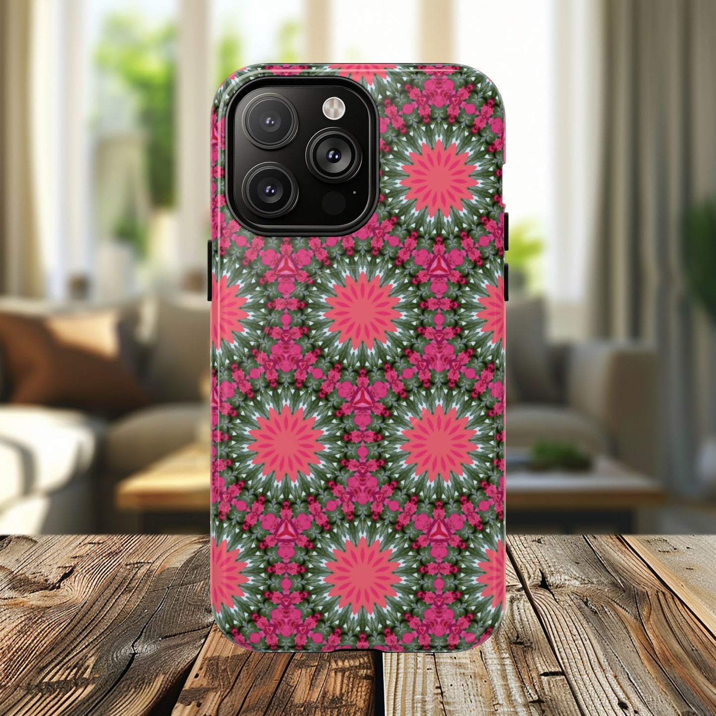 Floral KaleidoBloom iPhone Case, Tough Magnetic Cases, Floral iPhone Cover, Stylish Tech Accessory, Durable Design, Vibrant Gift Idea