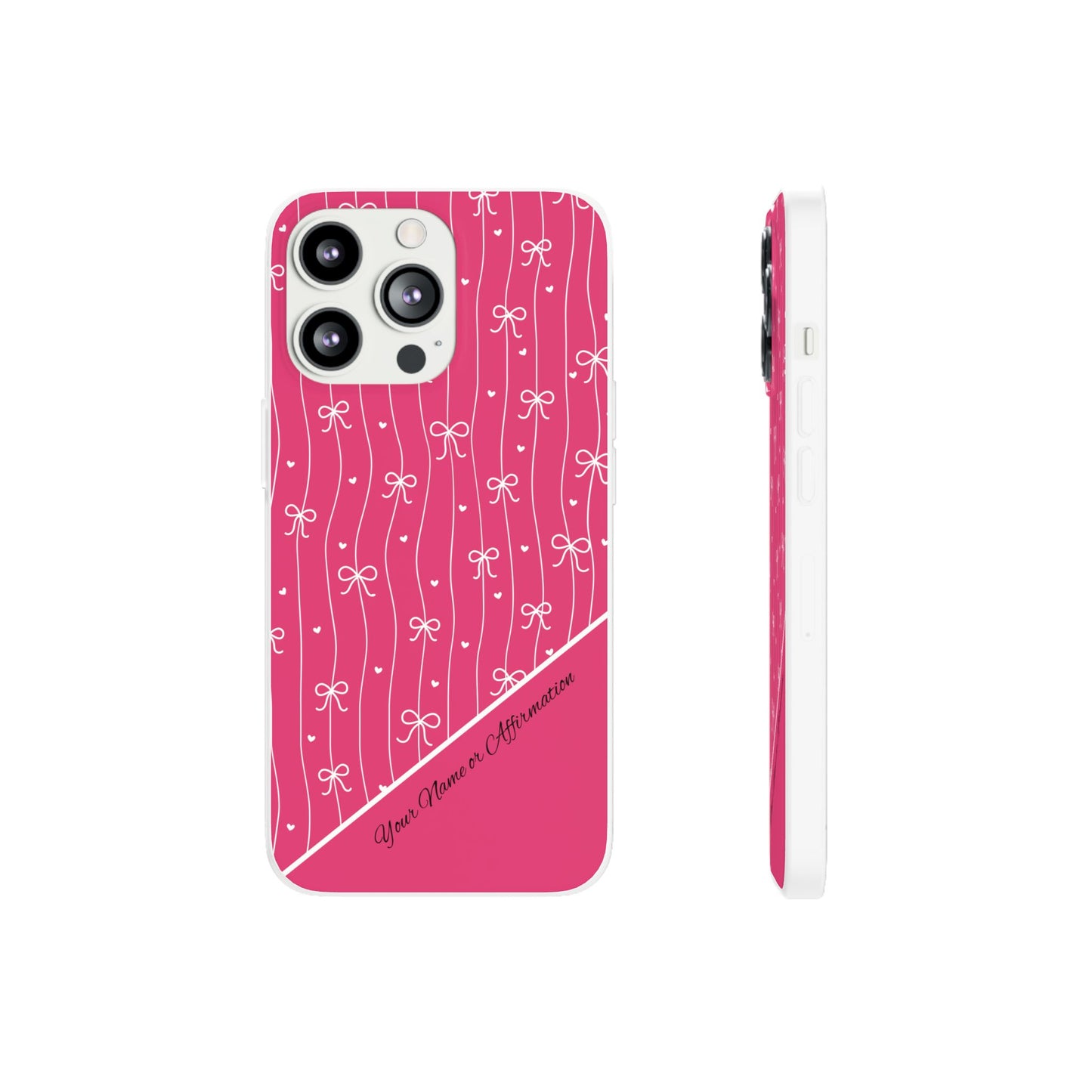 Personalized Pink Bow Coquette Slim Flexi iPhone and Samsung Cases — Custom Name or Affirmation