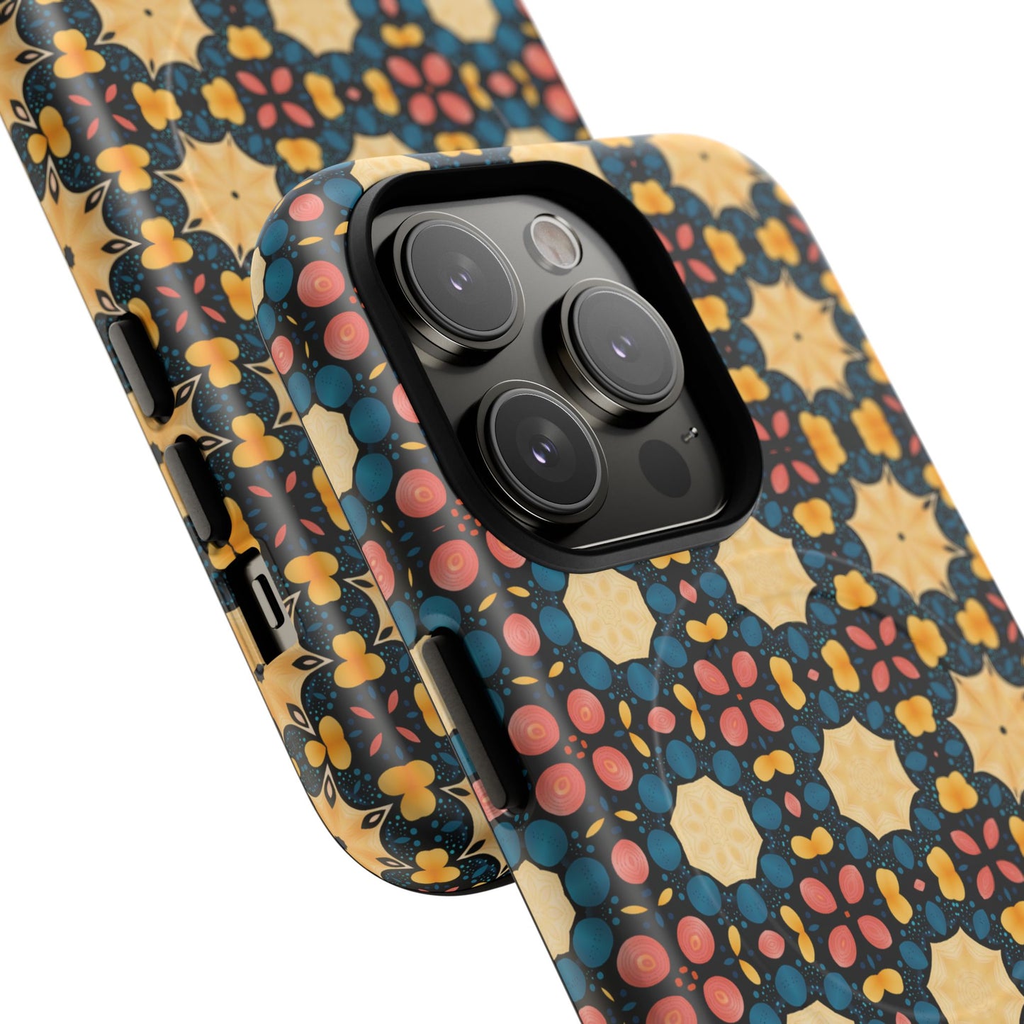 Celestial Spice Tiling Colorful Tough Magnetic iPhone Case, Unique iPhone Cover, Artistic Mobile Shell, Durable Design Accessory, Trendy Gift Idea, MagSafe® iPhone Case.