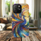 Mosaic Peacock Feathers Magnetic Phone Case, Tough Phone Shell, Vibrant Art Case, Gift for Her, Unique Phone Accessory, Wildlife Lover's Gift, Stained Glass Case.