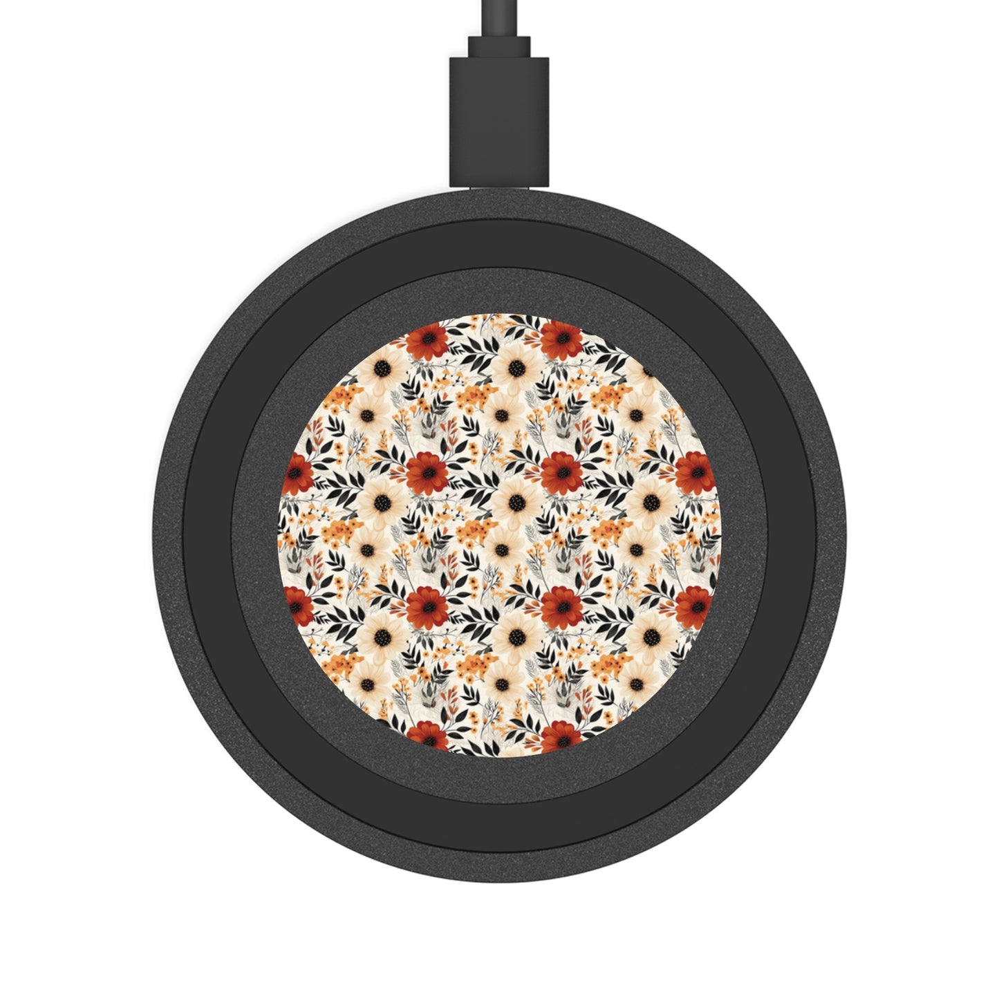Boho Chic Floral Wireless Charging Pad - Quake Design, Perfect for Home & Office