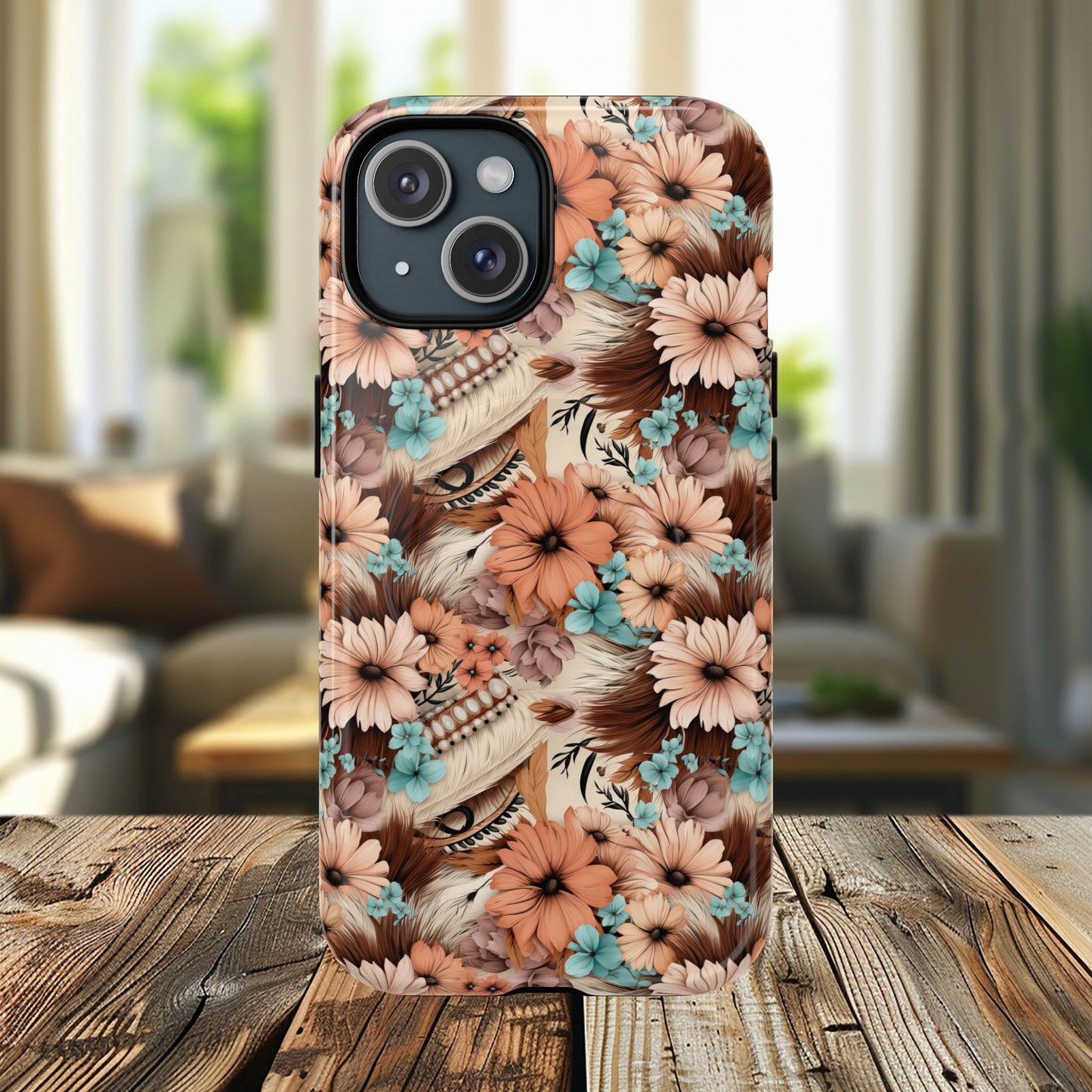 Spirit in Bloom Tough iPhone Magnetic Cases, Cute iPhone Accessories, Flower Design, Gifts for iPhone 14, 15, 16, 17, Pro Max, Boho Style, Western Style