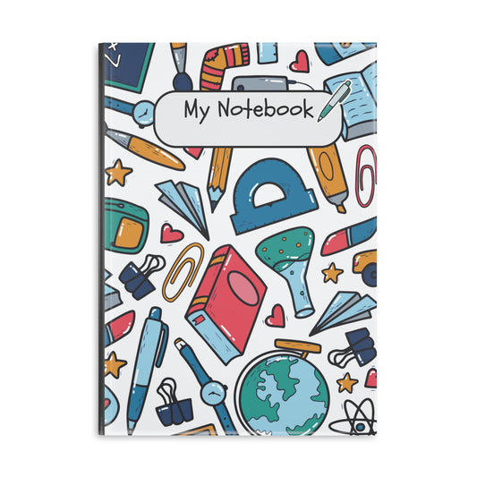 Black School Doodles Hardcover Notebook with Puffy Covers (PY)