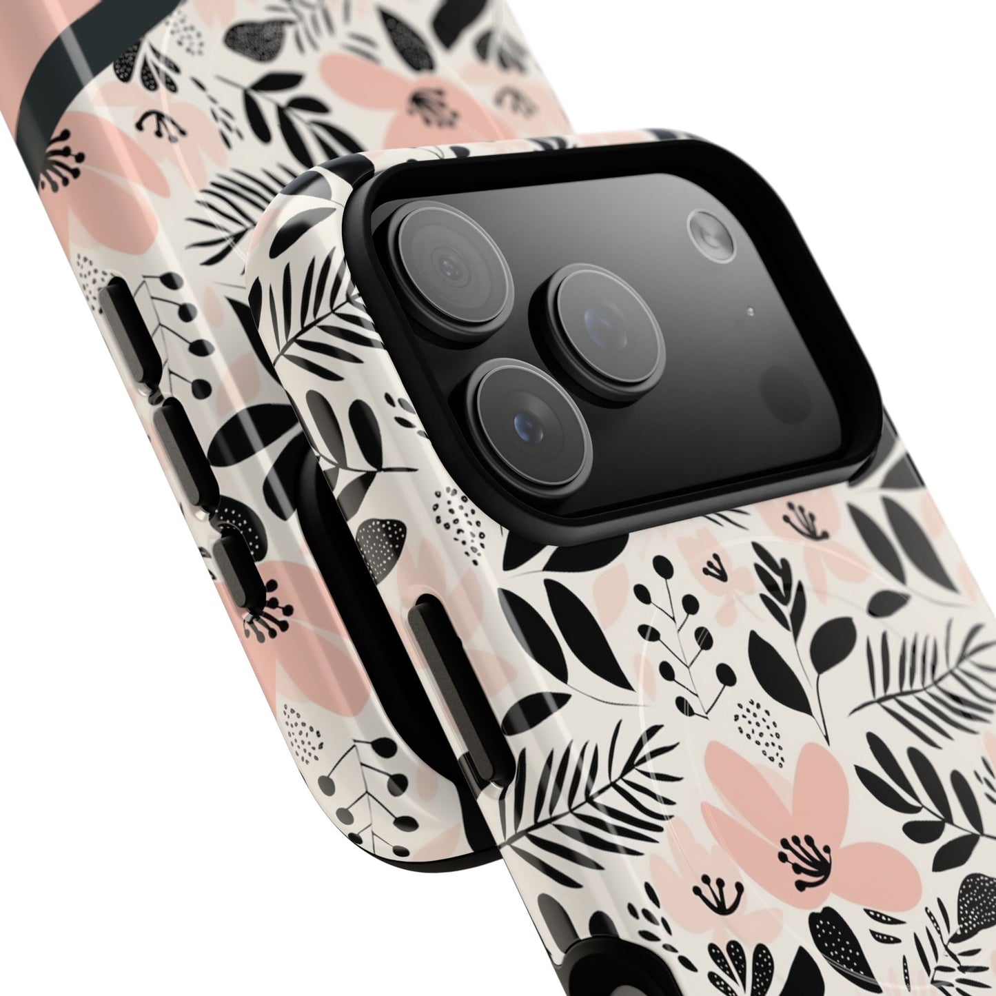 Personalized Floral Blush Garden Whisper Tough Magnetic MagSafe® iPhone® 13, 14, 15, 16, 17, Pro, Pro Max, Plus Cases (Custom Name).