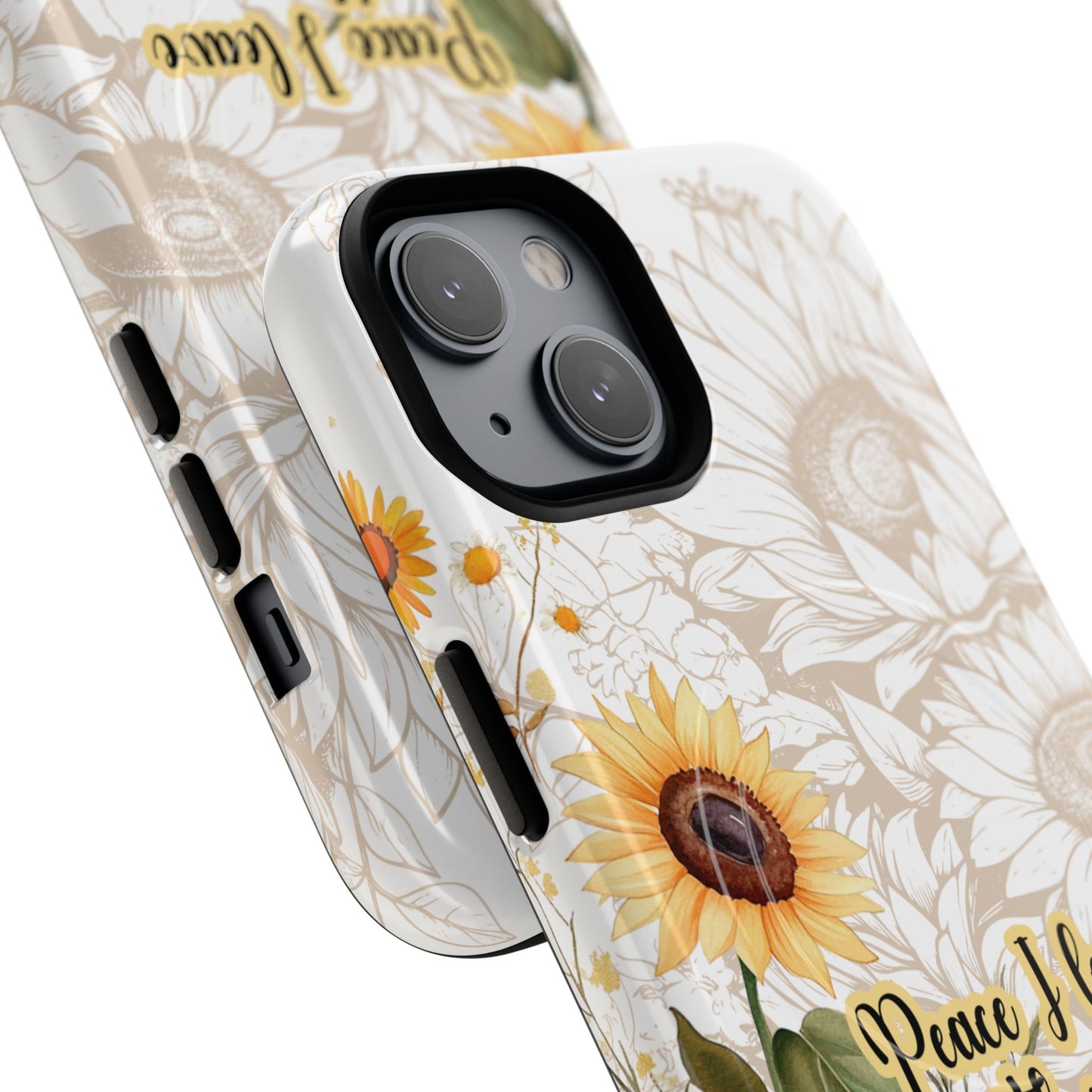 Peace I Leave with You John 14:27,  Inspirational Gift, Tough iPhone Magnetic Case  Scripture, Sunflower Bible Verse, MagSafe® iPhone® Tough Case, iPhone 14, iPhone 15, iPhone 16, Pro, Pro Max, Plus
