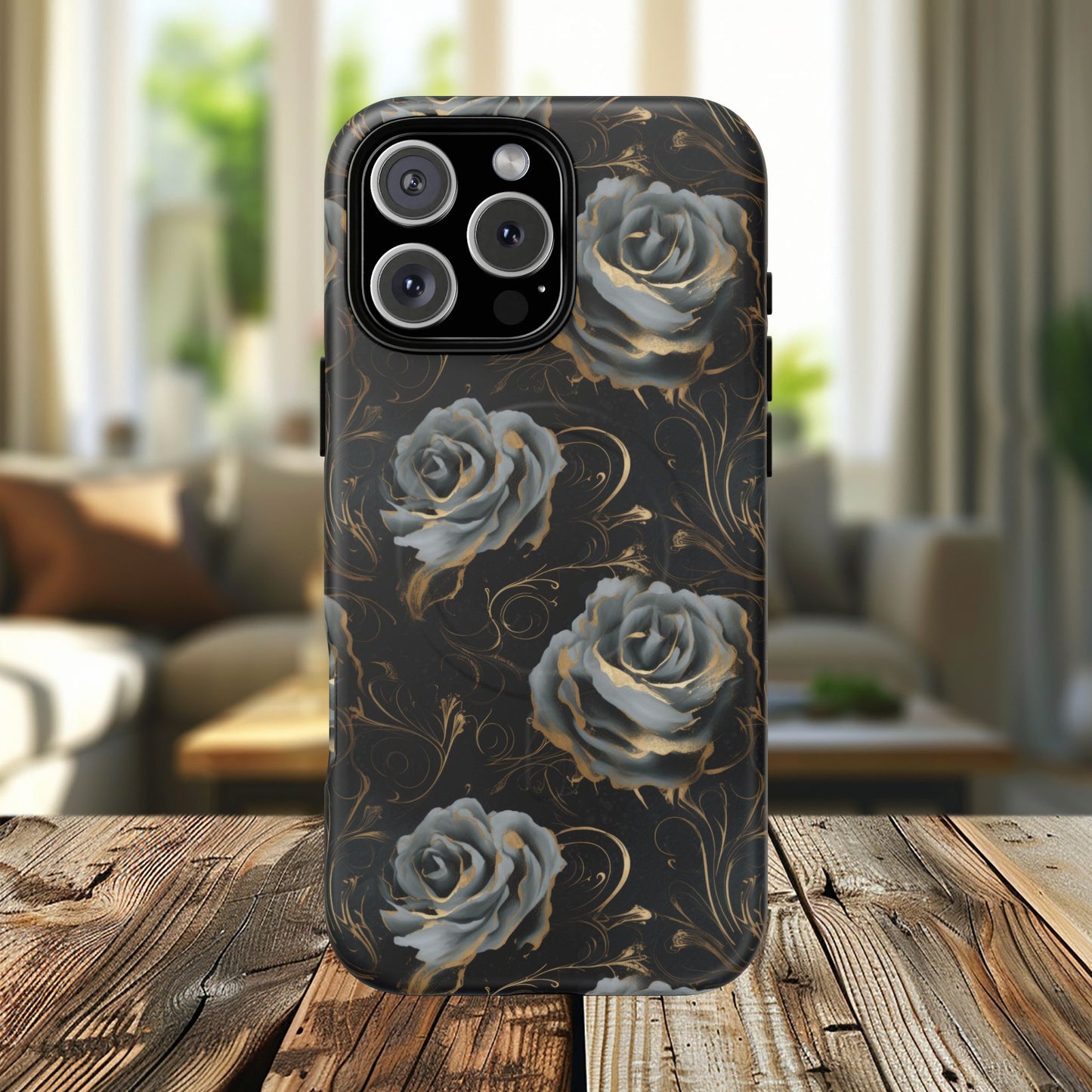 Midnight Bloom Tough iPhone Magnetic Cases,  iPhone 14, iPhone 15, iPhone 16, Pro, Pro Max, Plus MagSafe Case, Protective Tech Accessories, Gift for Her, Floral Design