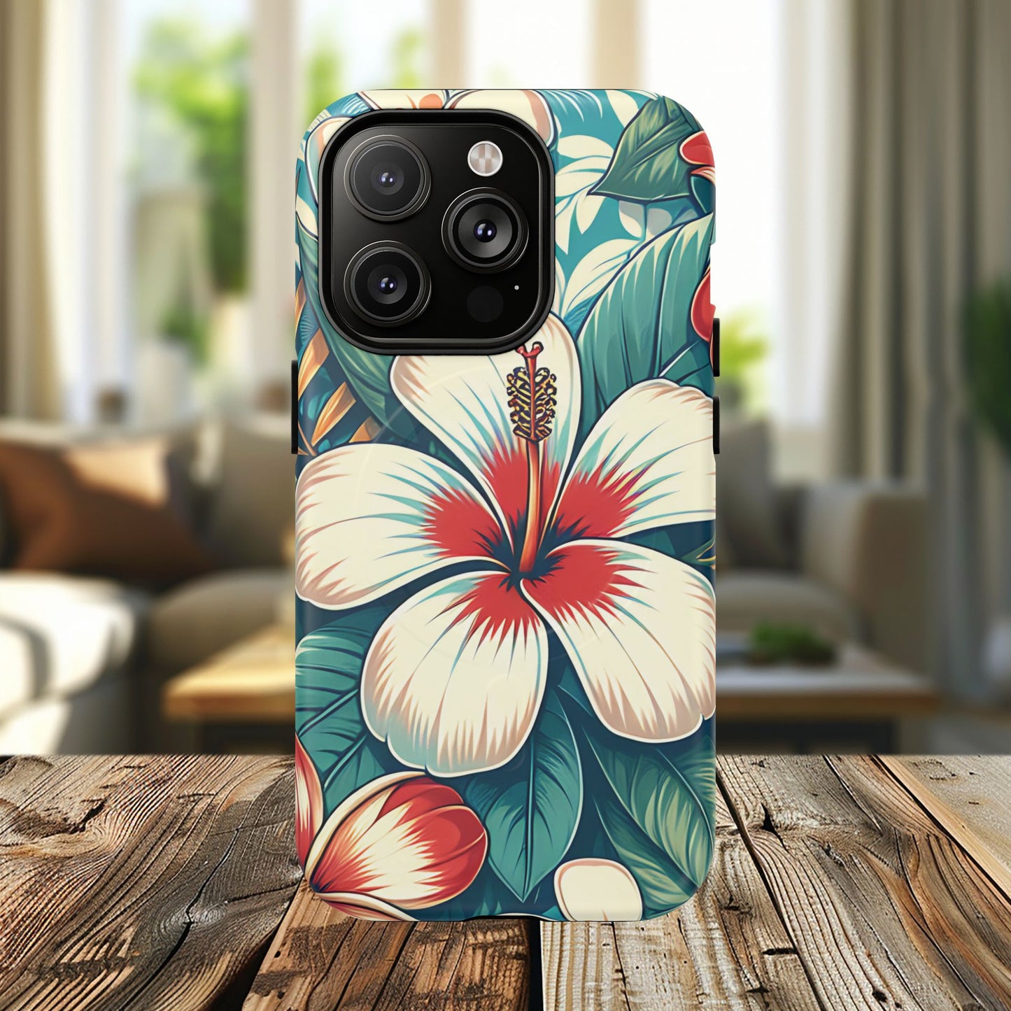Tropical Hibiscus MagSafe® iPhone® Tough Case - Stylish Phone Protection Gift for Nature Lovers, Vibrant, Summer Vibes.